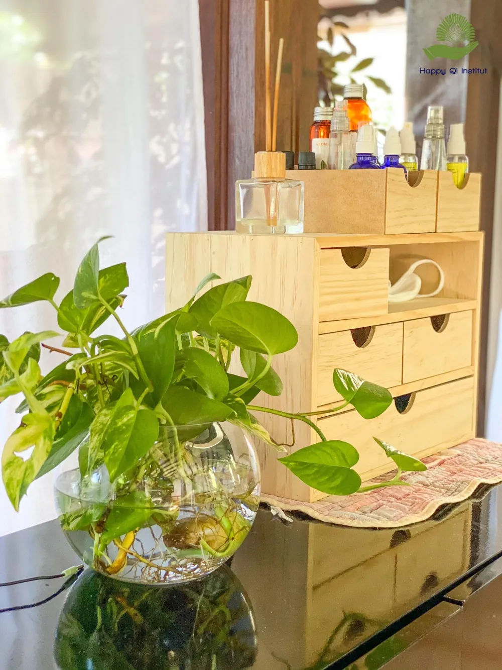 Détail de décoration végétale dans l'institut
